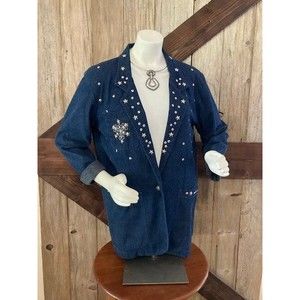 Blue Jean Jacket with Fabulous embellishments size M